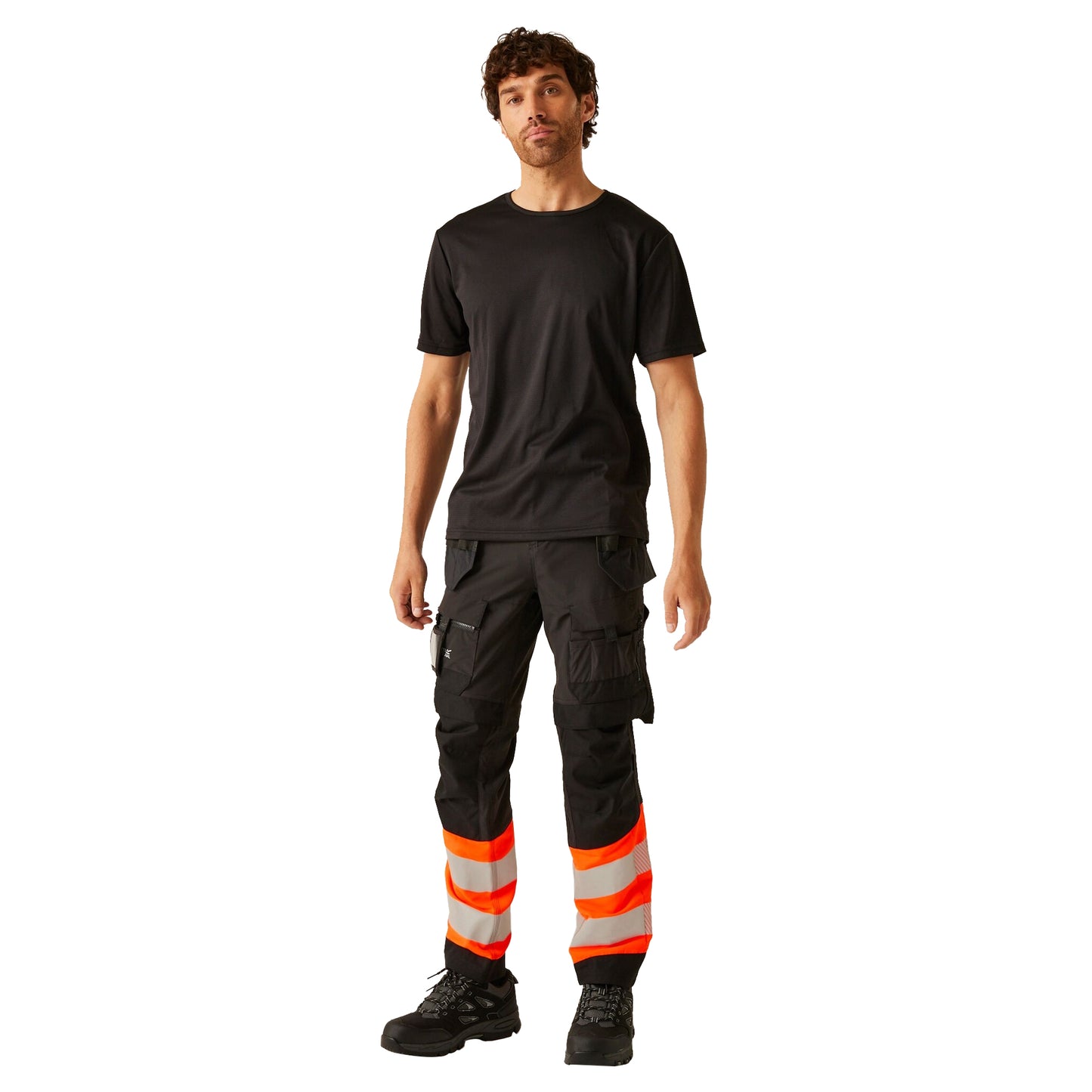 Black-Orange - Lifestyle - Regatta Professional Unisex Adult High-Vis Work Trousers