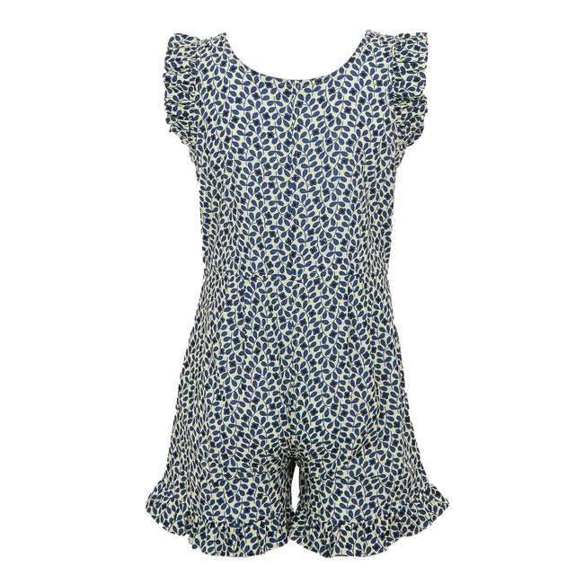 Blue - Back - Regatta Girls Orla Kiely Jasmine Flower Playsuit