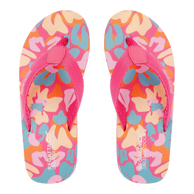 Multicoloured - Front - Regatta Womens-Ladies Catarina Summer Floral Flip Flops