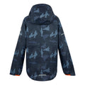 Navy-Tangerine Tango - Back - Regatta Childrens-Kids Lever II Camo Waterproof Jacket