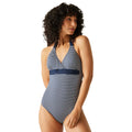 Navy-White - Lifestyle - Regatta Womens-Ladies Flavia II Stripe One Piece Swimsuit
