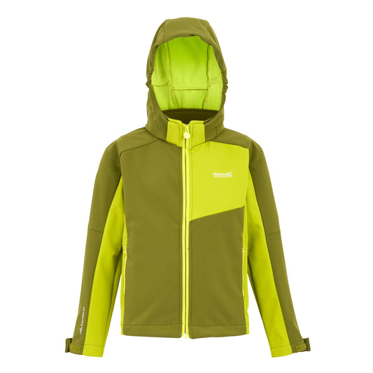 Nephrite Green-Grenoble Green - Front - Regatta Childrens-Kids Acidity VIII Soft Shell Jacket