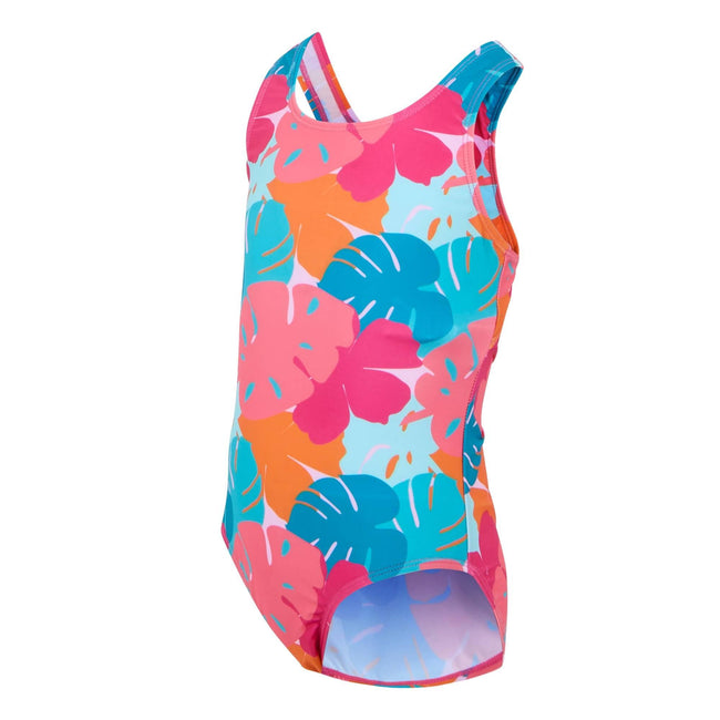 Tropical - Side - Regatta Girls Katrisse Leaf Print One Piece Swimsuit