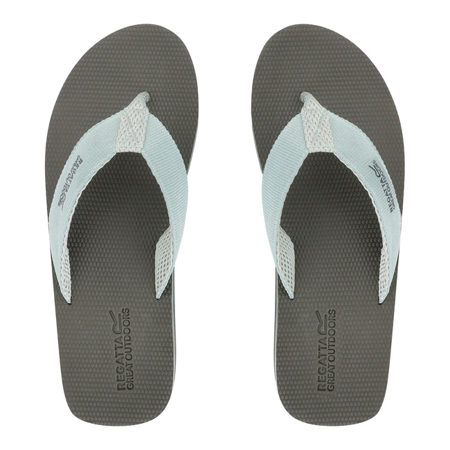 Dark Khaki-Glacier Green - Pack Shot - Regatta Mens Rico Flip Flops