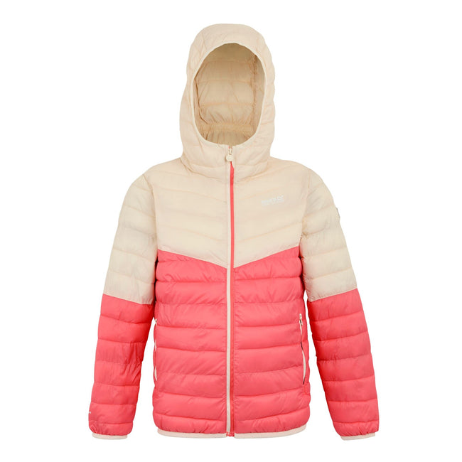 Peach Bloom-Light Vanilla - Front - Regatta Childrens-Kids Hillpack III Hooded Jacket
