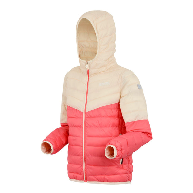 Peach Bloom-Light Vanilla - Side - Regatta Childrens-Kids Hillpack III Hooded Jacket