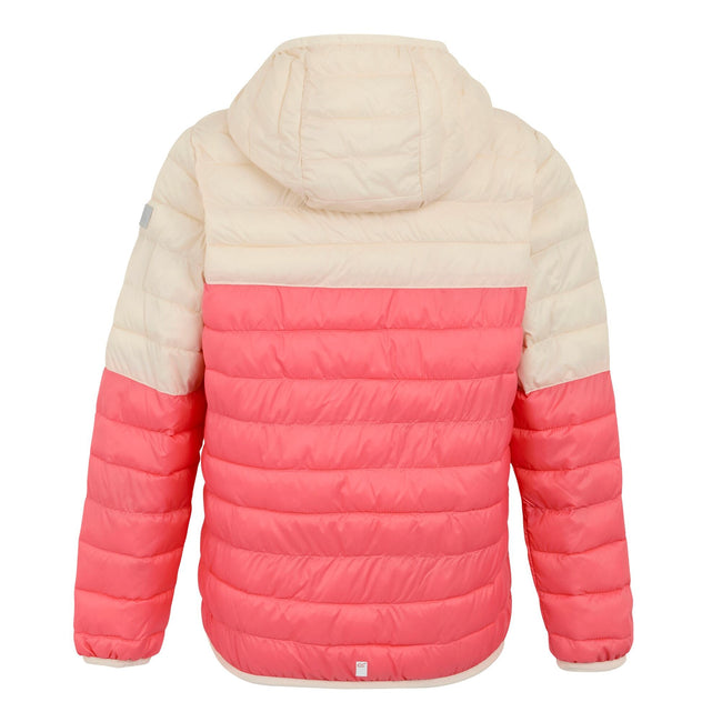 Peach Bloom-Light Vanilla - Back - Regatta Childrens-Kids Hillpack III Hooded Jacket