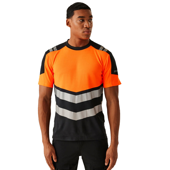 Black-Orange - Side - Regatta Mens X-Pro Bamboo Hi-Vis Vest