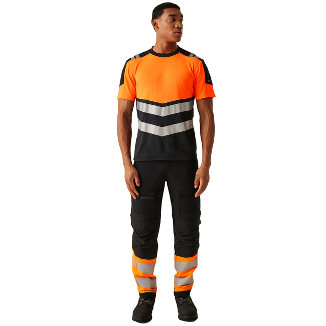 Black-Orange - Lifestyle - Regatta Mens X-Pro Bamboo Hi-Vis Vest