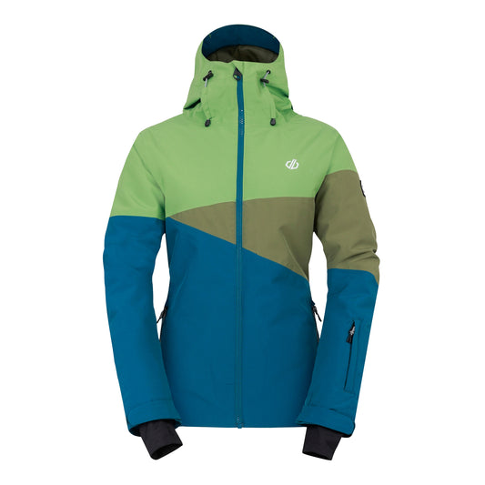Piquant Green-Moroccan Blue - Front - Dare 2B Womens-Ladies Ice III Ski Jacket