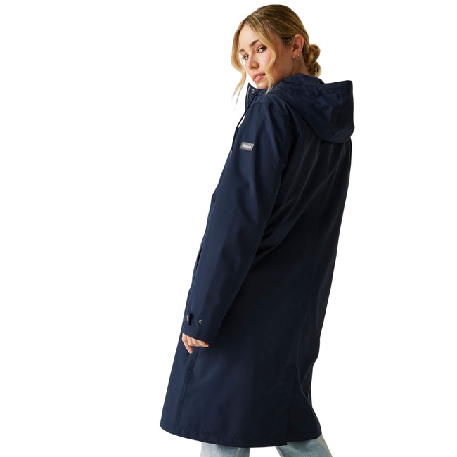 Navy - Pack Shot - Regatta Womens-Ladies Reinna Long Length Waterproof Jacket