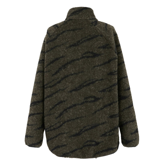 Dark Khaki-Black - Back - Regatta Womens-Ladies Frankie Borg Full Zip Fleece Jacket