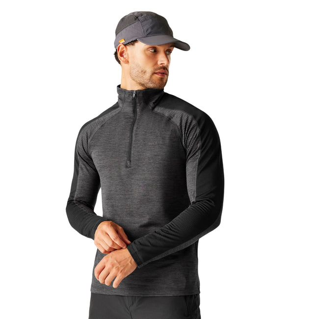 Ash-Black - Lifestyle - Regatta Mens Hepley Half Zip Fleece Jacket
