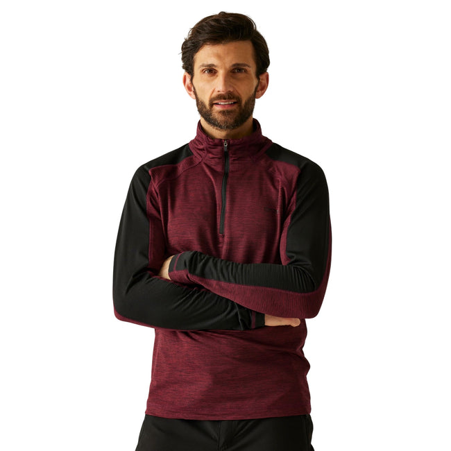 Dark Maroon-Black - Lifestyle - Regatta Mens Hepley Half Zip Fleece Jacket