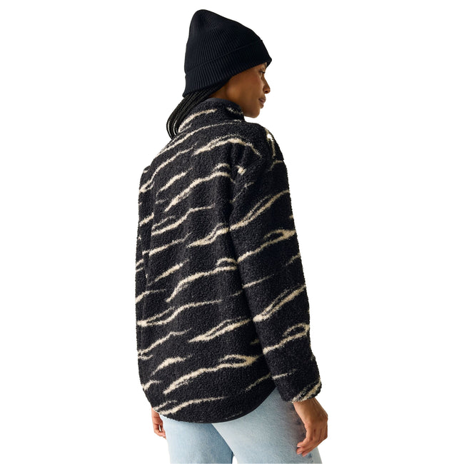 Black-Light Vanilla - Pack Shot - Regatta Womens-Ladies Frankie Abstract Borg Half Zip Fleece Jacket