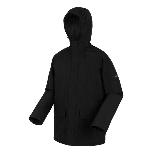 Black-Dark Grey - Side - Regatta Mens Savon Insulated Waterproof Jacket