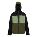 Oil Green-Black-Olive Night - Front - Regatta Mens Maland Insulated Waterproof Jacket