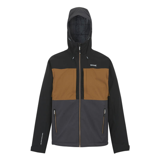 Nut Brown-Black-Ash - Front - Regatta Mens Maland Insulated Waterproof Jacket