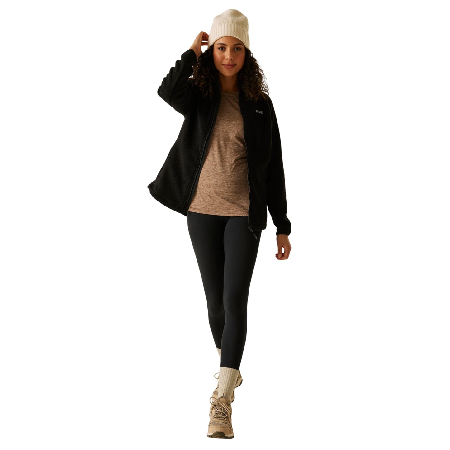 Black - Close up - Regatta Womens-Ladies Elinn Hooded Fleece Jacket
