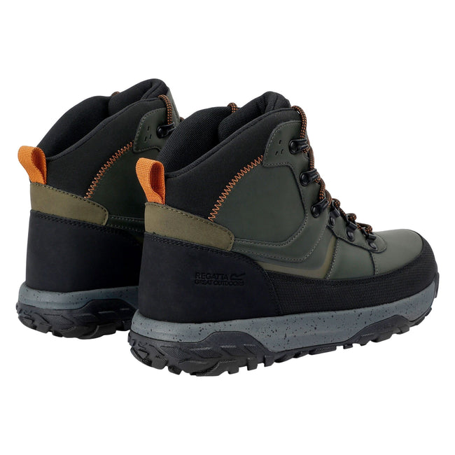 Khaki Green-Pumpkin Spice - Back - Regatta Mens Renford Walking Shoes