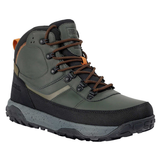 Khaki Green-Pumpkin Spice - Front - Regatta Mens Renford Walking Shoes