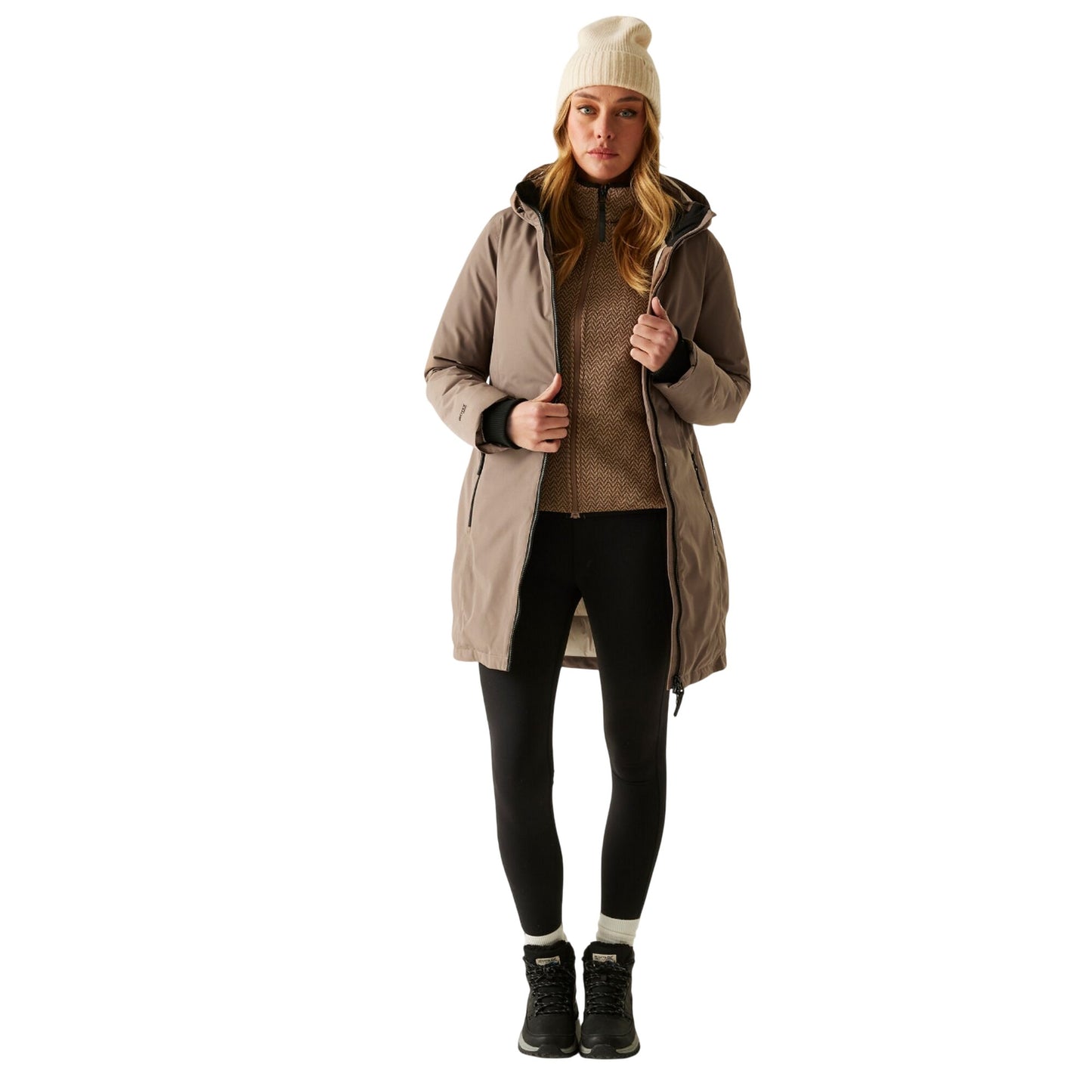 Mocha - Close up - Regatta Womens-Ladies Marron Insulated Waterproof Jacket