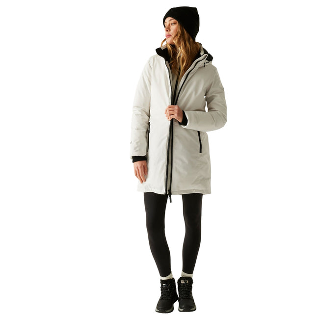 Stone White - Close up - Regatta Womens-Ladies Marron Insulated Waterproof Jacket