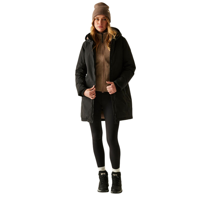 Black - Close up - Regatta Womens-Ladies Marron Insulated Waterproof Jacket