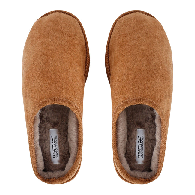 Burnt Tan - Close up - Regatta Womens-Ladies Solace Mule Slippers