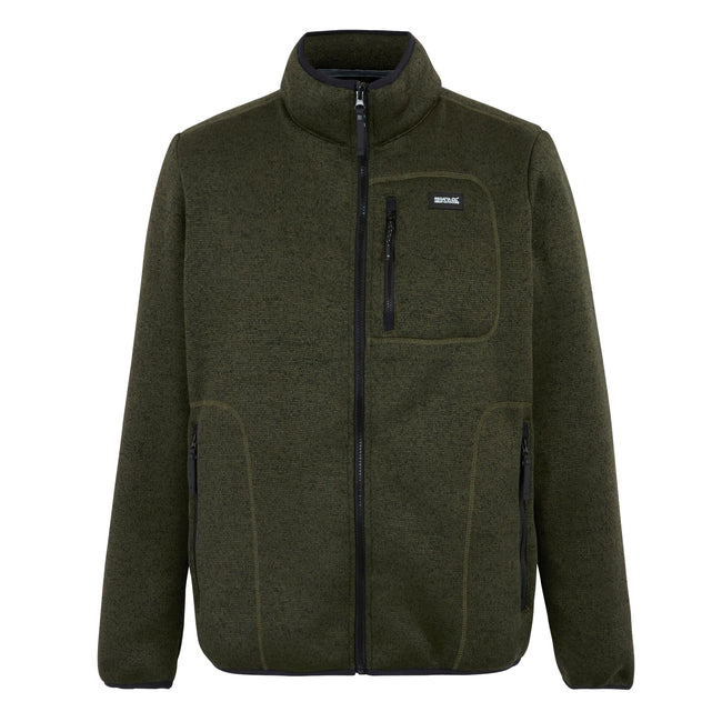 Dark Khaki - Front - Regatta Mens Barlee Marl Full Zip Fleece Jacket