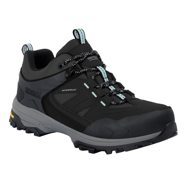 Black-Aqua - Front - Regatta Womens-Ladies Regen Low Walking Shoes