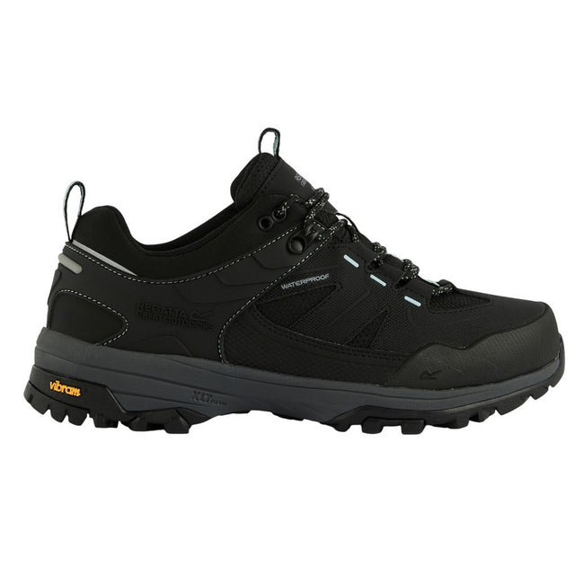 Black-Aqua - Side - Regatta Womens-Ladies Regen Low Walking Shoes