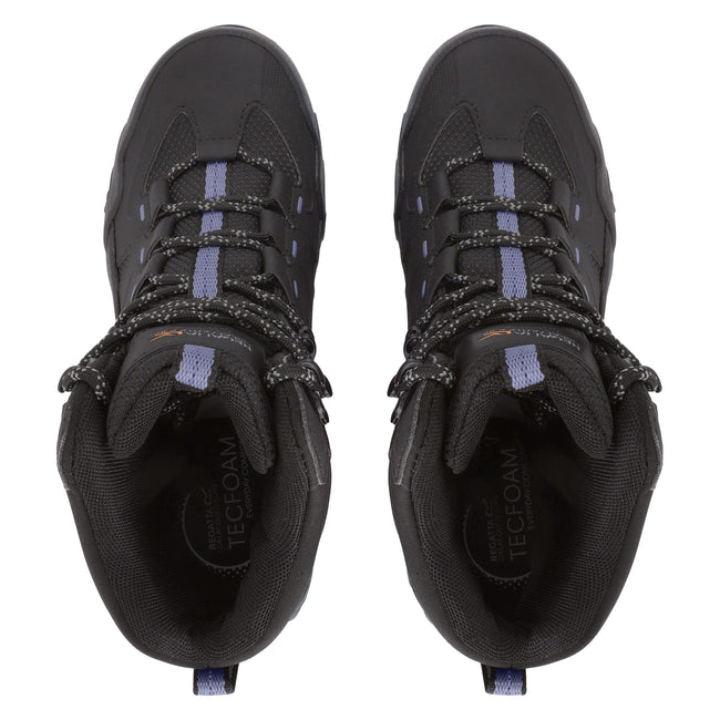 Black-Lilac Bloom - Pack Shot - Regatta Womens-Ladies Regen Walking Boots