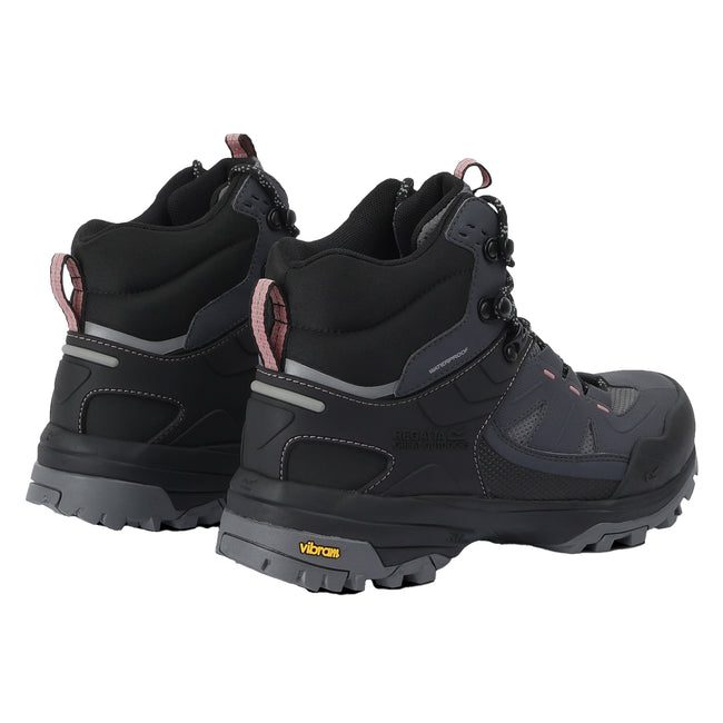 Seal Grey-Dusty Rose - Side - Regatta Womens-Ladies Regen Walking Boots