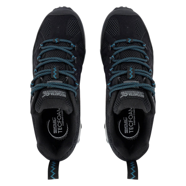 Black-Storm Blue - Pack Shot - Regatta Womens-Ladies Edgepoint IV Low Walking Shoes