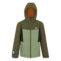 Olive Night-Oil Green-Black - Front - Regatta Childrens-Kids Beamz Insulated Waterproof Jacket