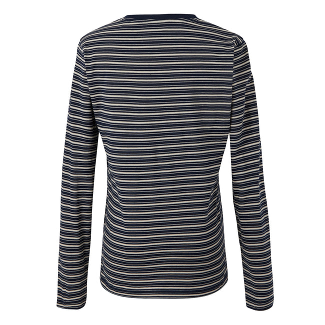 Navy-Light Vanilla - Side - Regatta Womens-Ladies Federica Stripe Long-Sleeved T-Shirt