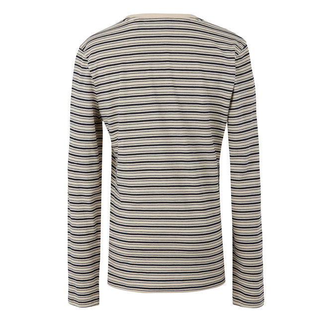 Light Vanilla-Navy - Back - Regatta Womens-Ladies Federica Stripe Long-Sleeved T-Shirt