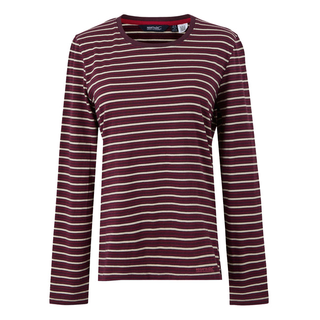 Fig-Light Vanilla - Front - Regatta Womens-Ladies Federica Stripe Long-Sleeved T-Shirt