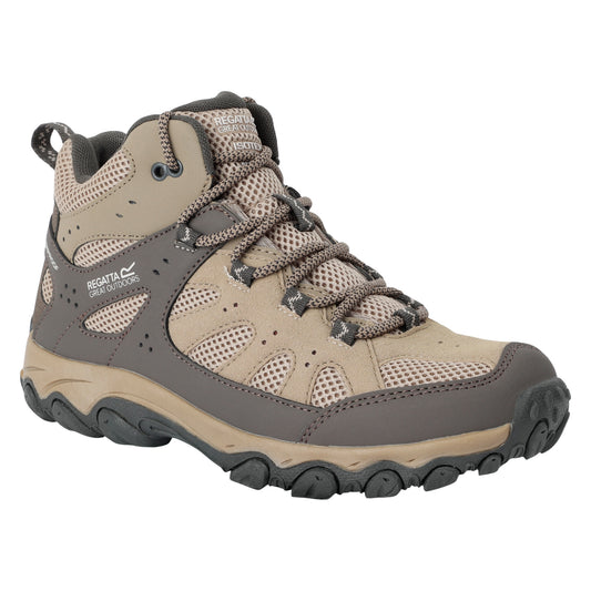 Soft Taupe-Treetop - Front - Regatta Womens-Ladies Edgepoint IV Mid Cut Walking Boots