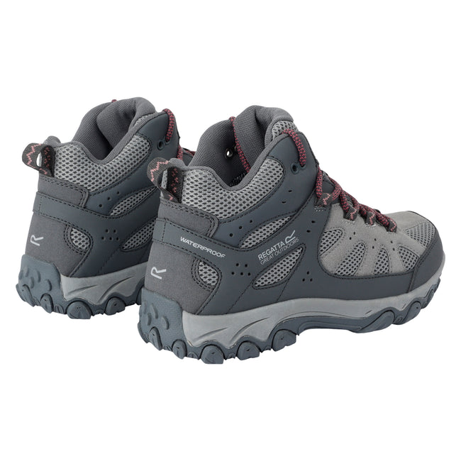 Dark Steel-Dusty Rose - Back - Regatta Womens-Ladies Edgepoint IV Mid Cut Walking Boots