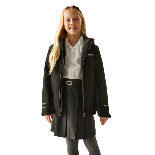 Black - Side - Regatta Childrens-Kids Hurdle Insulated Waterproof Jacket