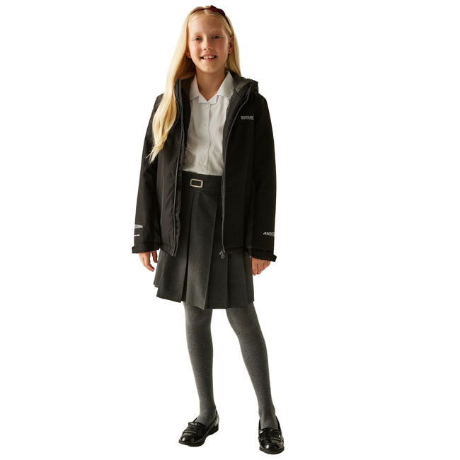 Black - Pack Shot - Regatta Childrens-Kids Hurdle Insulated Waterproof Jacket