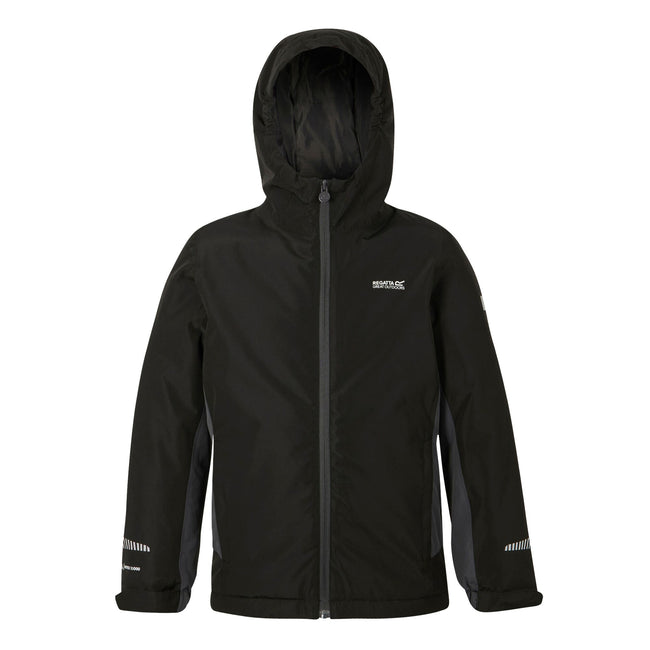 Black - Front - Regatta Childrens-Kids Hurdle Insulated Waterproof Jacket