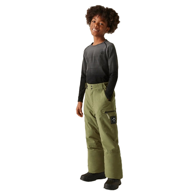 Martini Olive - Close up - Dare 2B Childrens-Kids Pow II Waterproof Ski Trousers