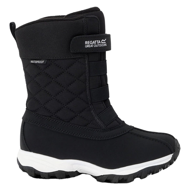 Black - Side - Regatta Childrens-Kids Leather Snow Boots