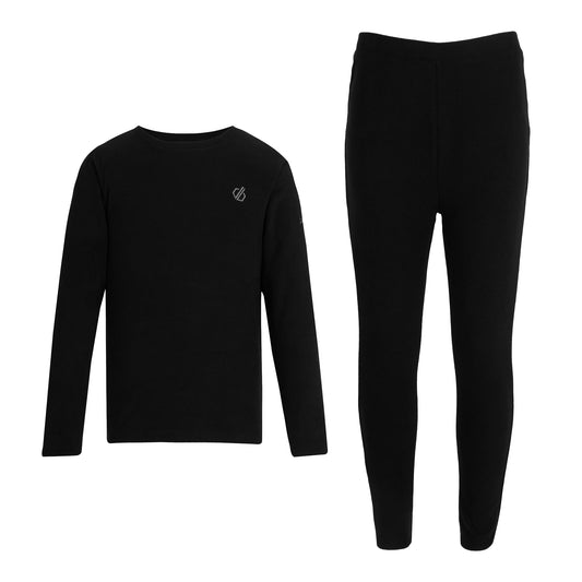 Black - Front - Dare 2B Childrens-Kids Plain Thermal Base Layer Set