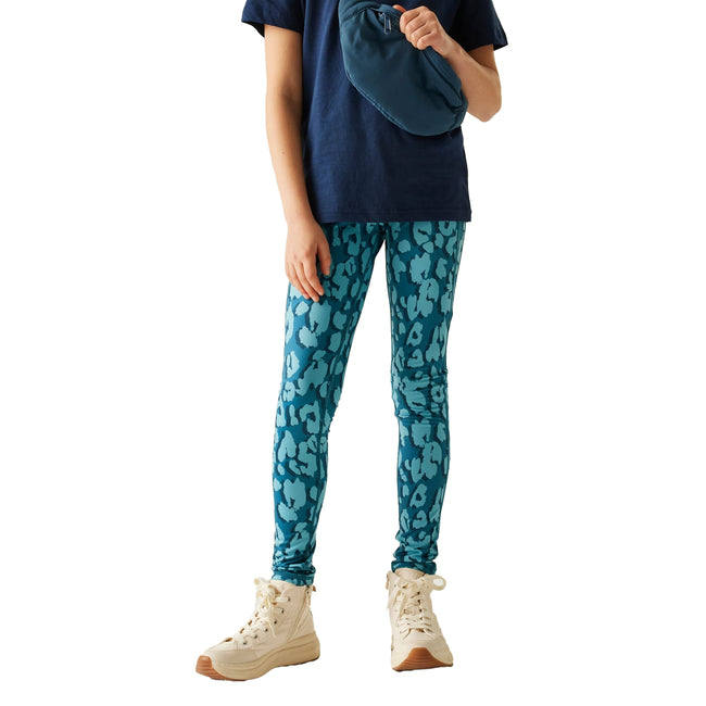 Storm Blue-Nordic Blue - Lifestyle - Dare 2B Girls Barlia Leopard Print Winter Leggings