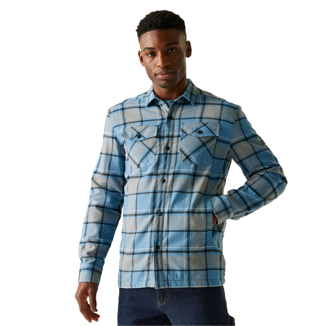 Grey-Blue - Lifestyle - Regatta Mens Spennith Checked Shirt Jacket