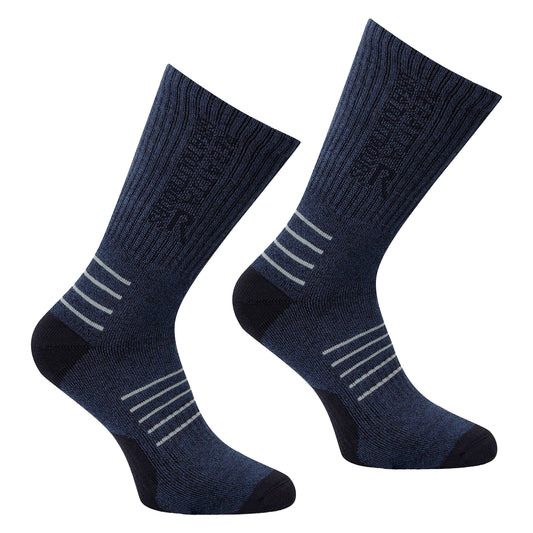 Navy-Dark Steel - Front - Regatta Mens Bamboo Crew Socks